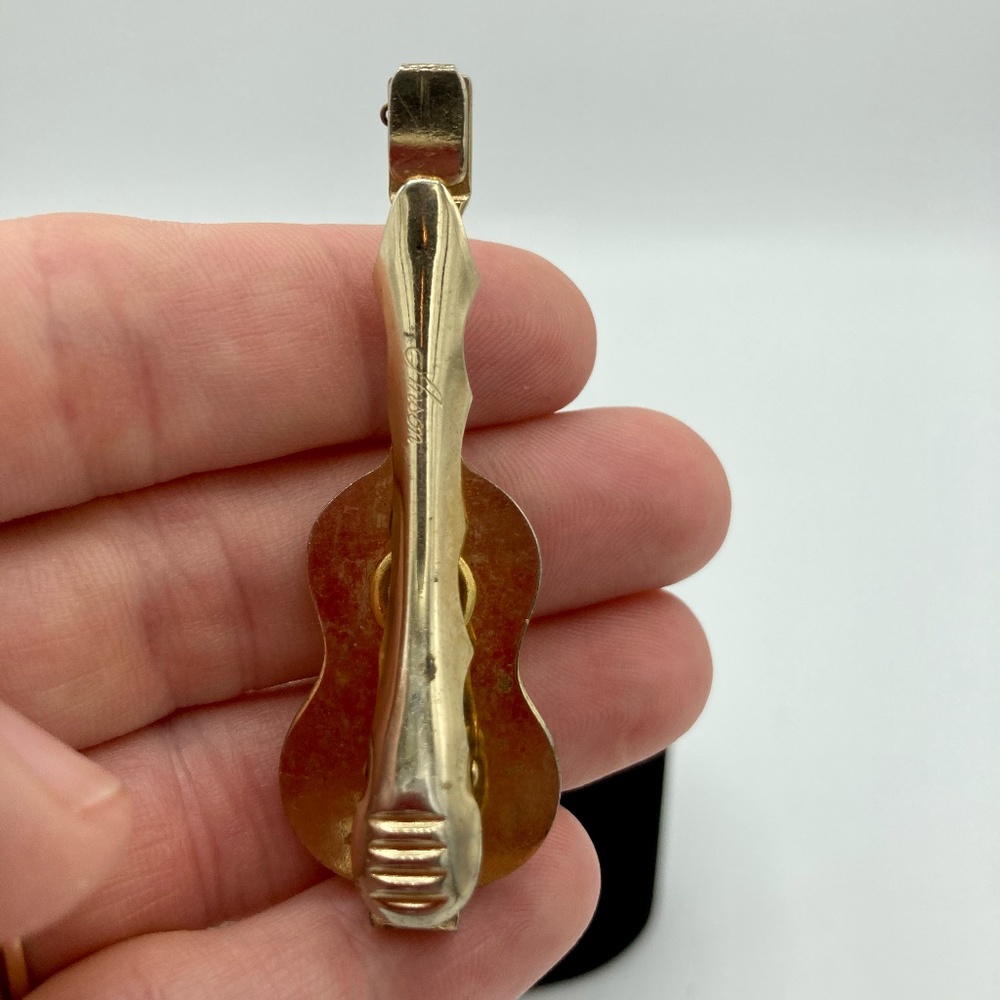 Vintage Anson Guitar Mother Of Pearl Tie Clip - Picture 4 of 7